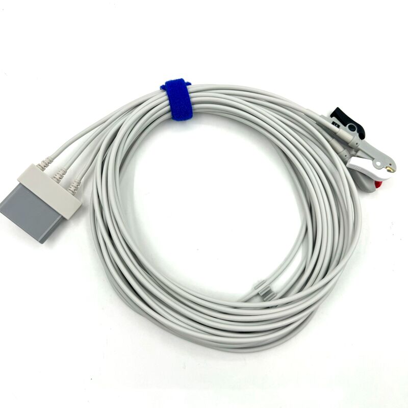Aksesoris Med Berkualitas Tinggi RoHS Bersertifikat Silikon Diagnostik IEC Warna 3-Lead Grabber ECG Kabel Leadwire