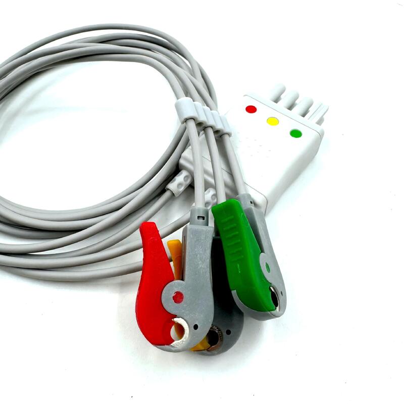 Aksesori Med Kualitas Tinggi Model Warna IEC Bersertifikat RoHS 3-Lead Grabber ECG Leadwire Kompatibel Nihon Kohden