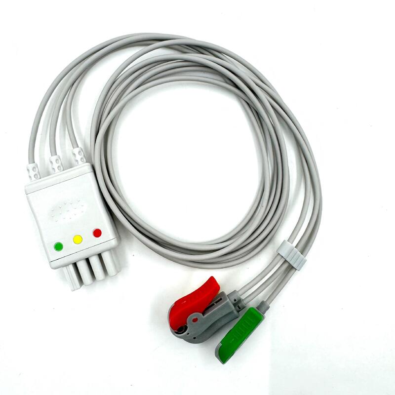 Aksesori Med Kualitas Tinggi Model Warna IEC Bersertifikat RoHS 3-Lead Grabber ECG Leadwire Kompatibel Nihon Kohden